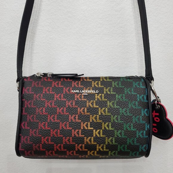 Karl Lagerfeld Paris Adele Faux Leather Rainbow Logo Crossbody Bag - Picture 2 of 16